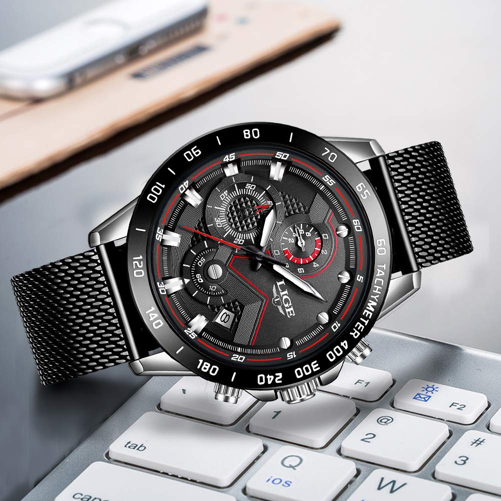 LIGE Orologio al Quarzo Analogico da Uomo Cronografo Impermeabile Orologi