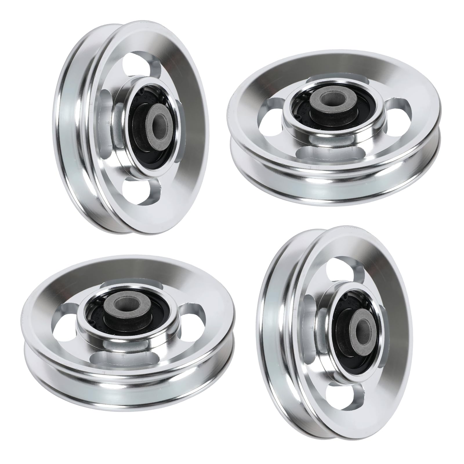 4 piezas de polea de 90 mm de aleación de aluminio, rodillos de inversión universales, rodamientos, polea de correa, polea de cable para máquina de cable de gimnasio, pieza de repuesto para puerta de