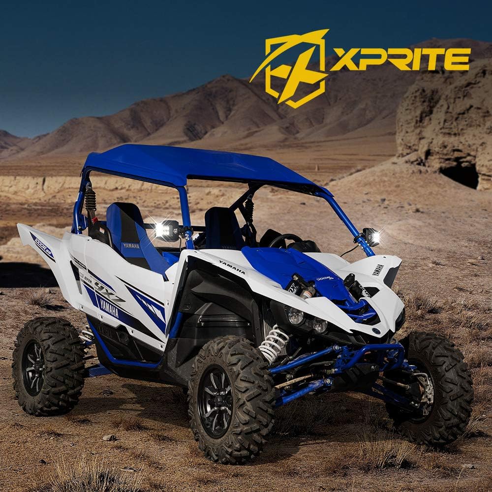 Xprite Aluminum UTV Side Rear View Mirrors Fit 1.6"-2" Roll Cage Bar, LED Spot Light Blue Anti-Glare Lens for Polaris Pioneer RZR XP Can Am Maverick X3 Kawasaki Teryx Mule, Yamaha Rhino Wolverine SXS - Image 8