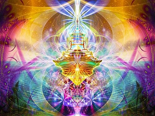 Spiritual Tapestry | Meditation Wall Hanging | Gaia | Earth | Wall Art | Flower of Life | Secret Garden (Large)