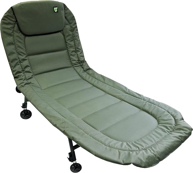 Carp On - Fishing BedChair 6 Legs Padded Comfort 600D Heavy Duty Strong 80 x 200cm - Use Outdoors on the Riverside or Bank [26-010]