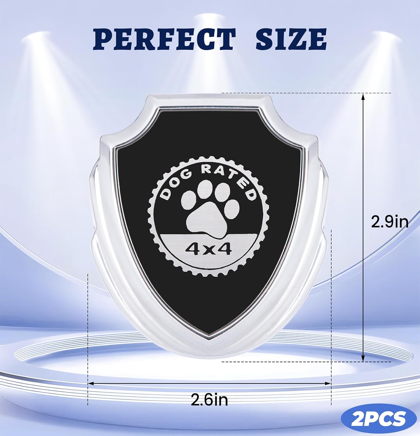 Dog Rated 4×4 Heavy Metal Car Emblem Badges, 2.8 x 2.7 Inch Alloy 3D Car Stickers - Self-Adhesive, Scratch-Resistant, Waterproof Decals for Jeep Car Body, Fender, and Trunk/Rear Bumper-2 Pieces image 4