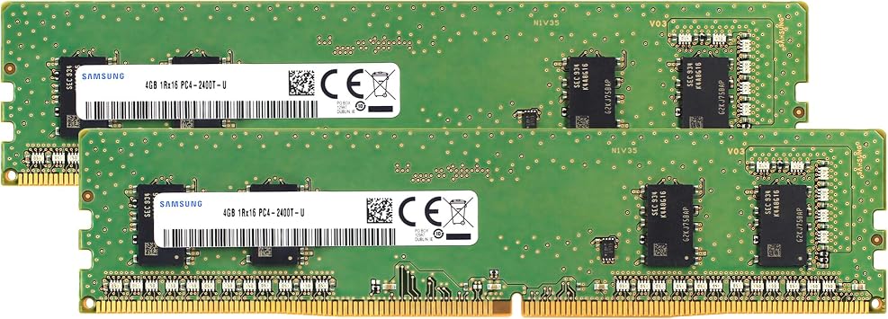 Samsung 8GB 2x4GB DDR4 2400MHz PC4-19200 PC4-2400T CL17 UDIMM 1Rx16 Single Rank 1.2V Non-ECC DIMM 288-Pin Desktop PC RAM Memory