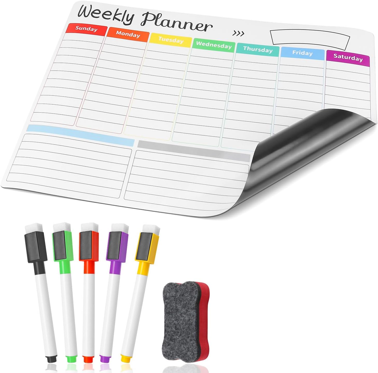 Weekly Planner for Fridge, LNSYSNS 42 x 30cm Fridge Whiteboard Wipeable Meal