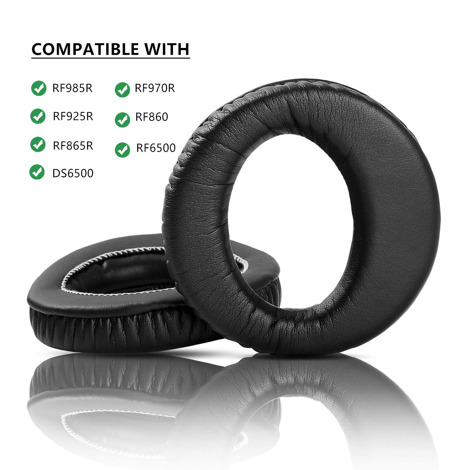 Sony MDR-RF811RK Ersatz-Ohrpolster | Schwarz, Weiches Kunstleder | Mehr Komfort Für Deine Kopfhörer