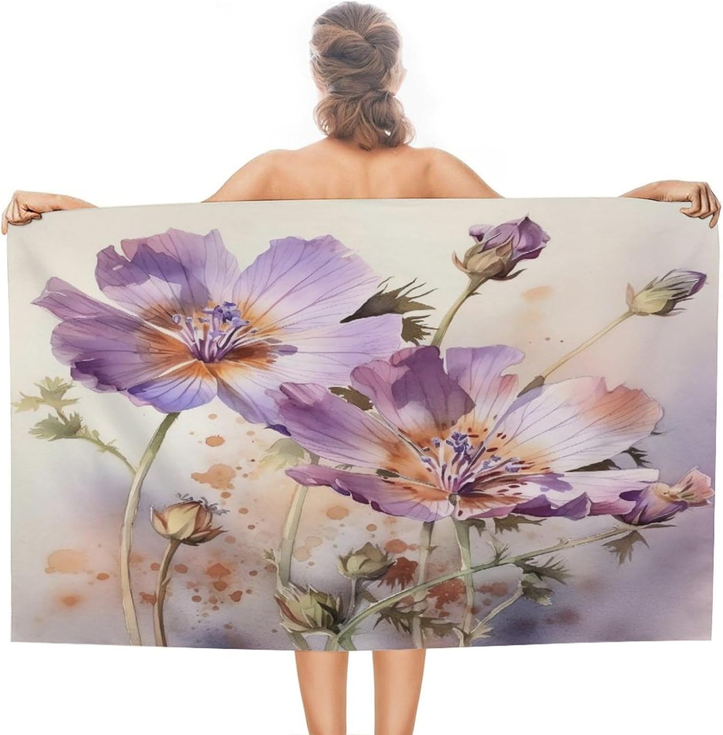 Swimming Towel, Growing Flower Printed Fashion Towel,Portable Towel,Durable Towel