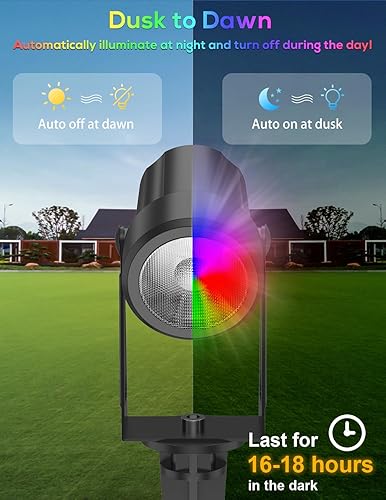 Miniatura 6 de ZYAN Solar Landscape Spotlights Outdoor, Auto OnOff & IP65 Waterproof, LED Spot Lights for Garden, Pathway, Tree, Yard Warm WhiteRGB Color