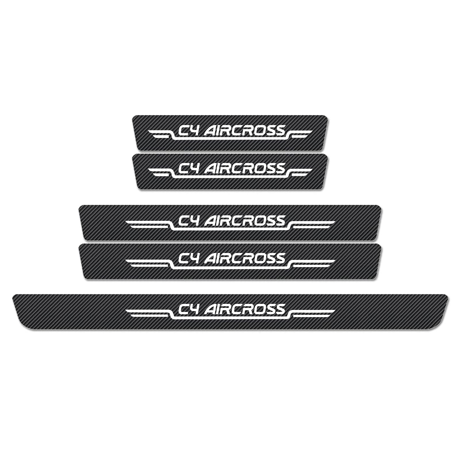 WXH97F Car Door Sill Protector Scuff Plates for Citroen C4 aircross 2012-2025 2026, Carbon Fibre Effect Door Step Guard, Rear Boot Bumper Strip, Self-Adhesive Anti-Scratch Protection Sticker
