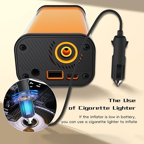 Miniatura 5 de Inflador de neumáticos, compresor de aire portátil, bomba de aire para neumáticos de automóvil 5 veces más rápido, medidor de presión digital de 150