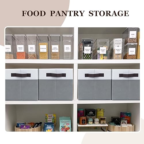 Miniatura 7 de Paquete de 6 cestas de almacenamiento grandes  Contenedores organizadores de armario con asas  Contenedores de almacenamiento de tela plegables para