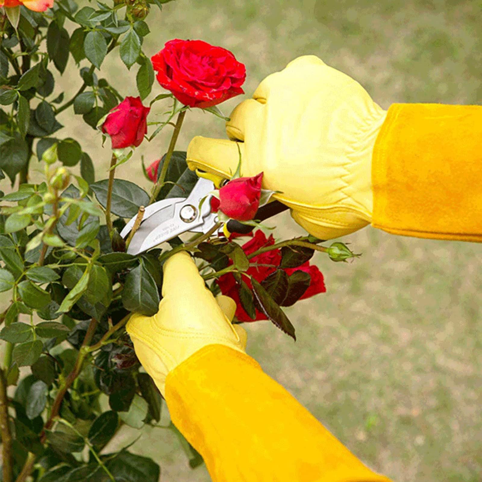 Guanti in pelle per potatura di rose, proteggono le mani, le braccia, il giardinaggio, regalo per uomini e donne, con guanto lungo in pelle resistente all'usura, guanti invernali da donna