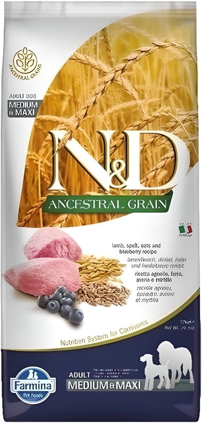 Farmina N&D Ancestral Grain Formula Medium & Maxi Lamb, Pumpkin & Blueberry Adult Dog Food