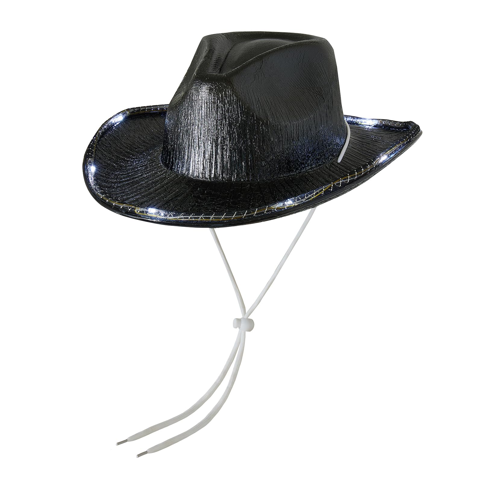 Niceyoeuk Women Cowboy Hats with Colorful LED Light Fluffy Feather Brim Cowgirl Hat for Halloween Cosplay Costume Party (M, One Size)
