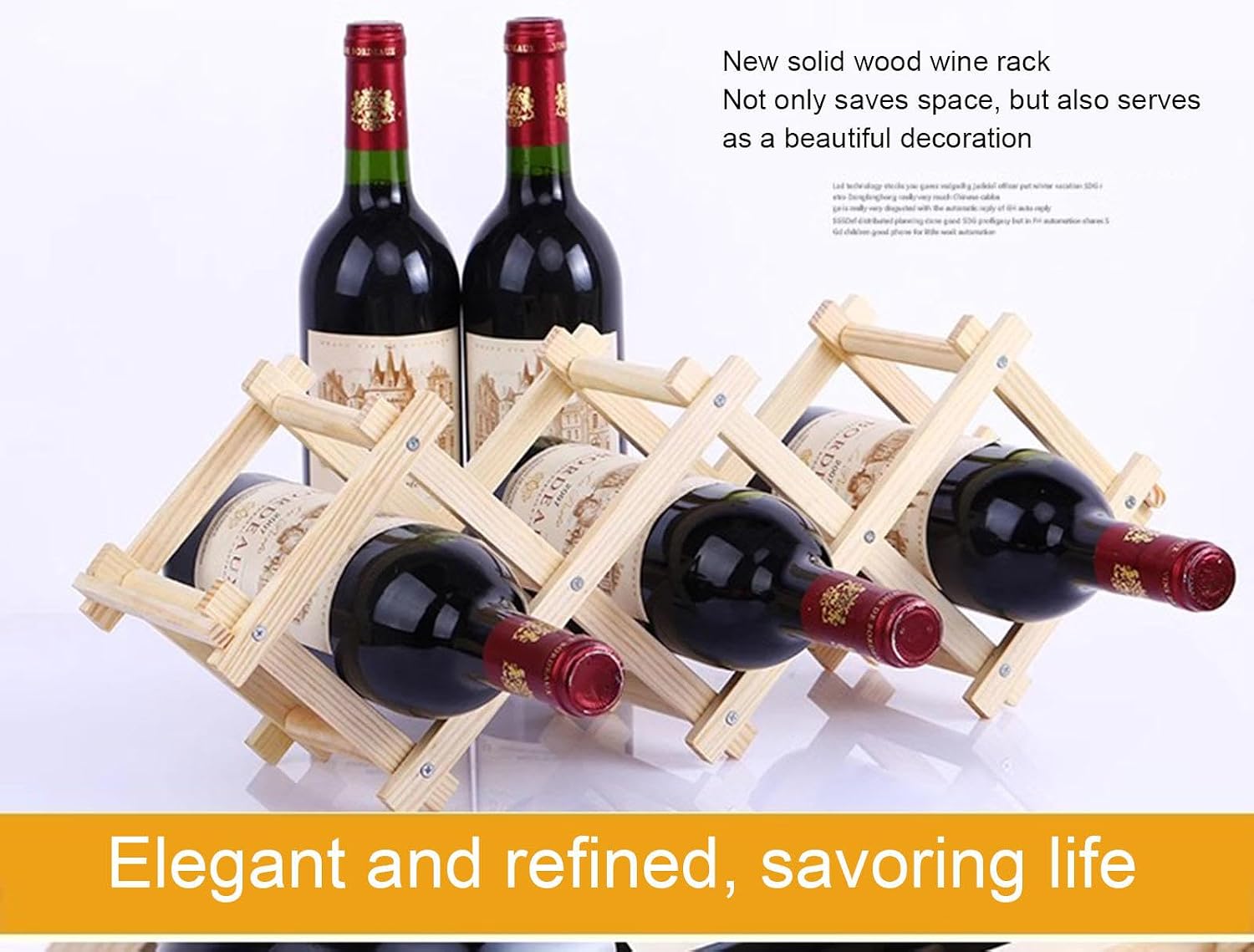 Wine Rack, Wood Wine Storage Racks Countertop, Foldable Tabletop Free Standing Wine Bottle Stand Holder Display Shelf for Home Kitchen Bar Cabinets,A-10bottles