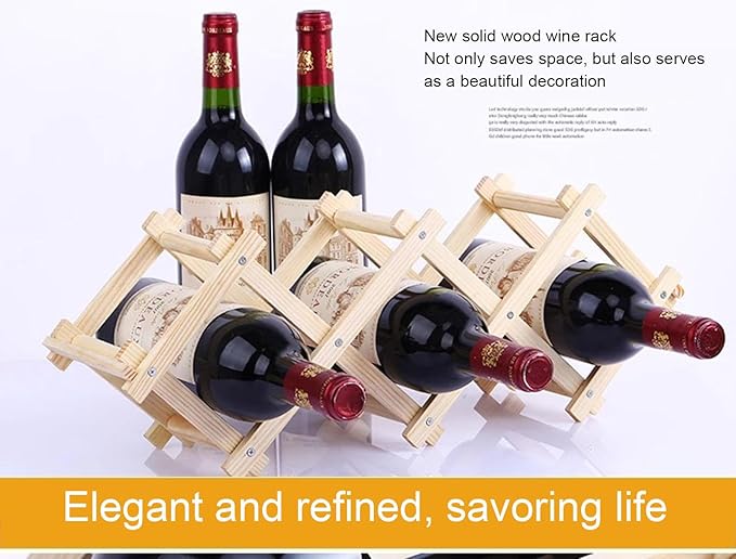 Estante para Vino de Madera Plegable, Soporte para 5 Botellas miniatura 4