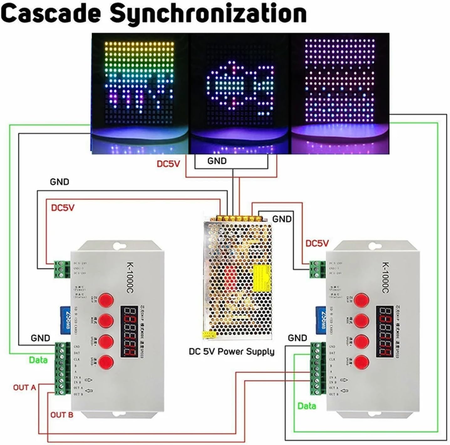 K-1000C K-4000 K-8000C T-790K LED Pixel Controller SK6812 WS2812B WS2811 WS2818 WS2813 WS2801 LED Pixel Program Controller(K-1000C)