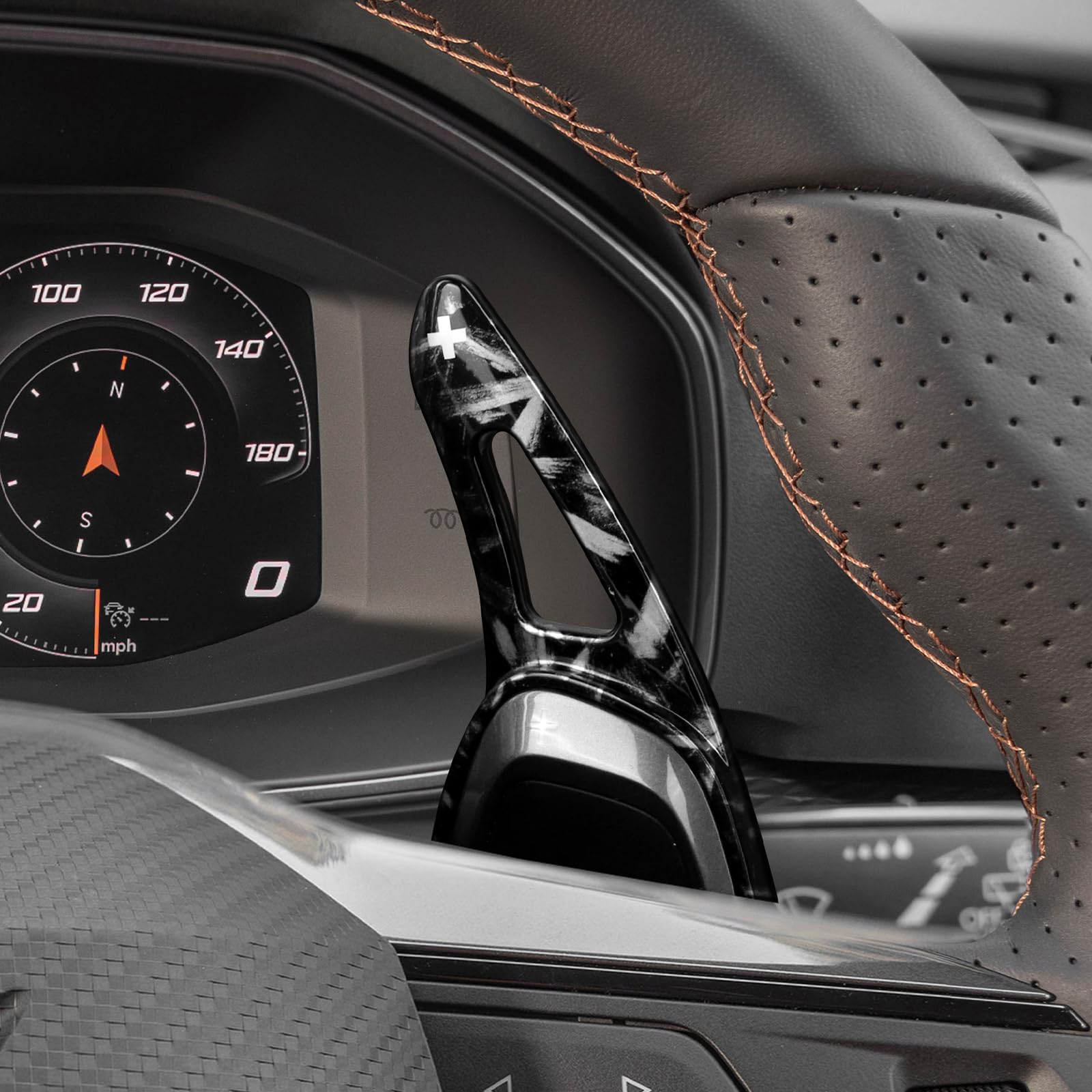 KUNGKIC Extension de bascule de volant ABS pour Seat Cupra Leon Ateca Formentor 2021 2022 2023 2024 2025 (motif forgé)