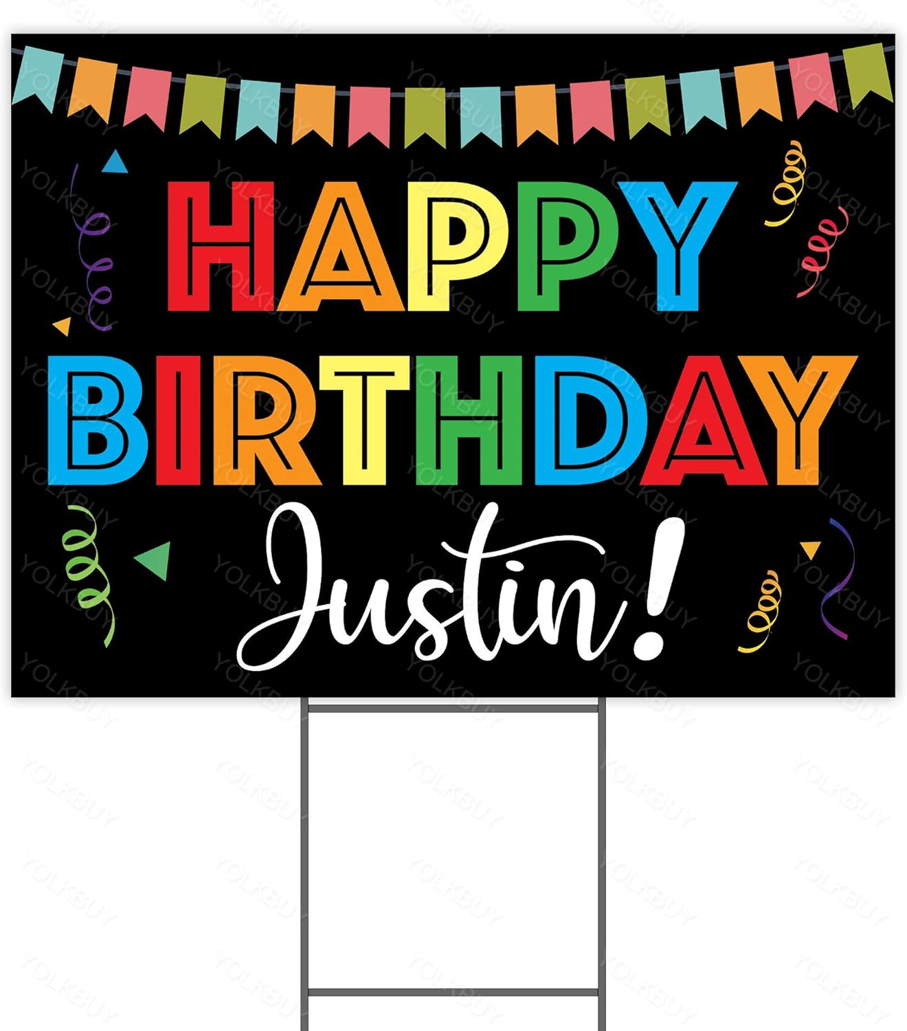 Custom Happy Birthday Yard Sign with H-Stake, Personalized Outdoor Birthday Signs for Yard, Custom Name Bday Lawn Sign Decorations, 24"x18" Double-Sided
