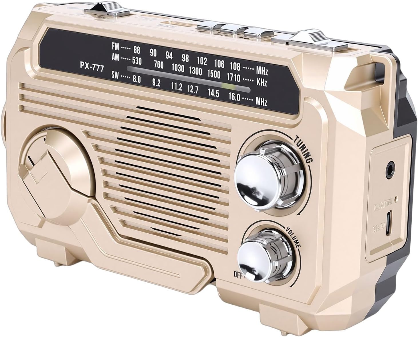 Yunseity Solar Hand Crank Emergency Radio with Bluetooth Speaker, Portable AM FM SW Weather Radio, Rechargeable Water Proof with LED Flashlight for Indoor Outdoor Use (Khaki)