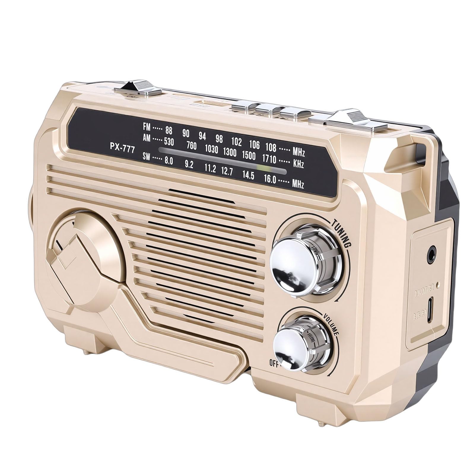 Radio Solar con Manivela para Camping y Senderismo Altavoz Bluetooth Impermeable con Linterna 8