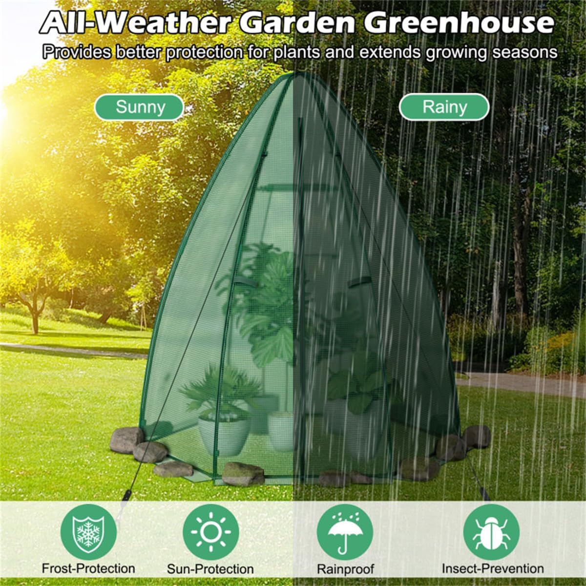 Mini Greenhouse for Outdoor Gardening with PE Cover and Metal Frame for Season Extension