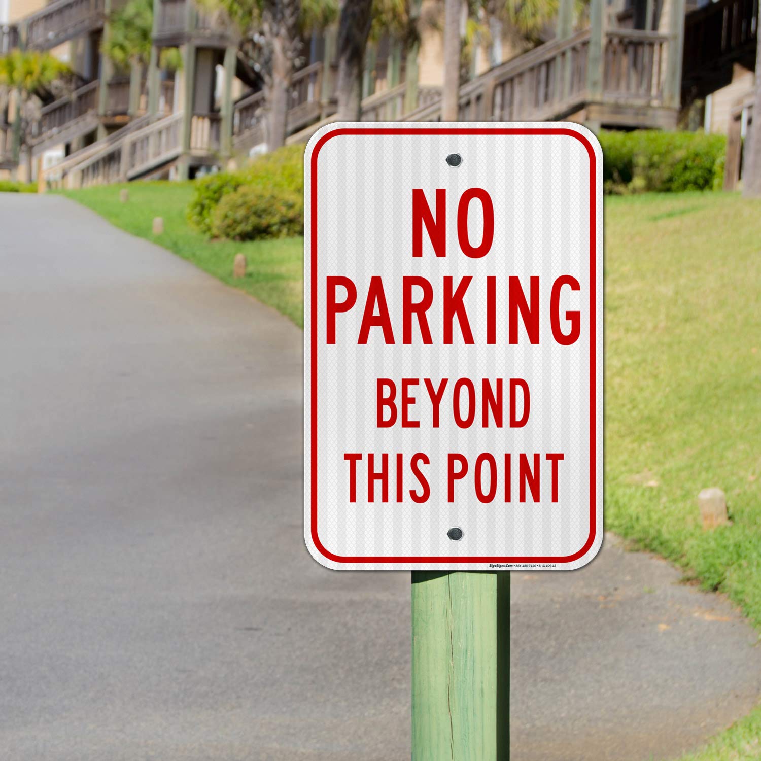 No Parking Beyond This Point Red Sign Federal 12" X 18" 3M Prismatic Engineer Grade Reflective Aluminum, for Indoor or Outdoor Use