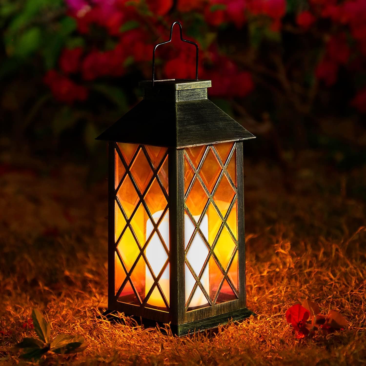 Solarlaterne für Außen, OxyLED Solar Laternen für Draußen LED Metall IP44 Wasserdicht Solar Laterne Garten Deko mit Flacker Effekt Kerzen Vintage Hängend Balkon Deko Patio Terrasse Wand Tisch