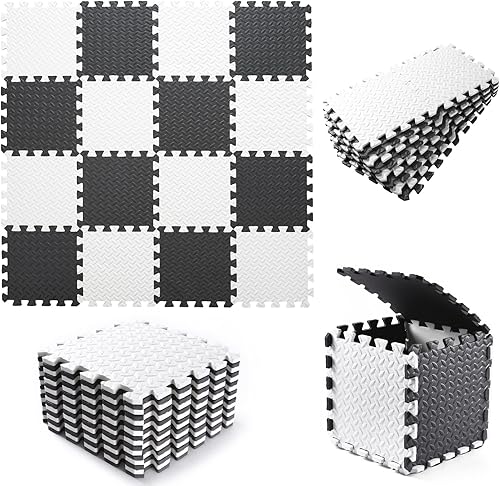 Tamiplay 16 alfombrillas de juego de espuma EVA suave entrelazadas de espuma de color sólido tapete de juego para bebé con bolsa de almacenamiento