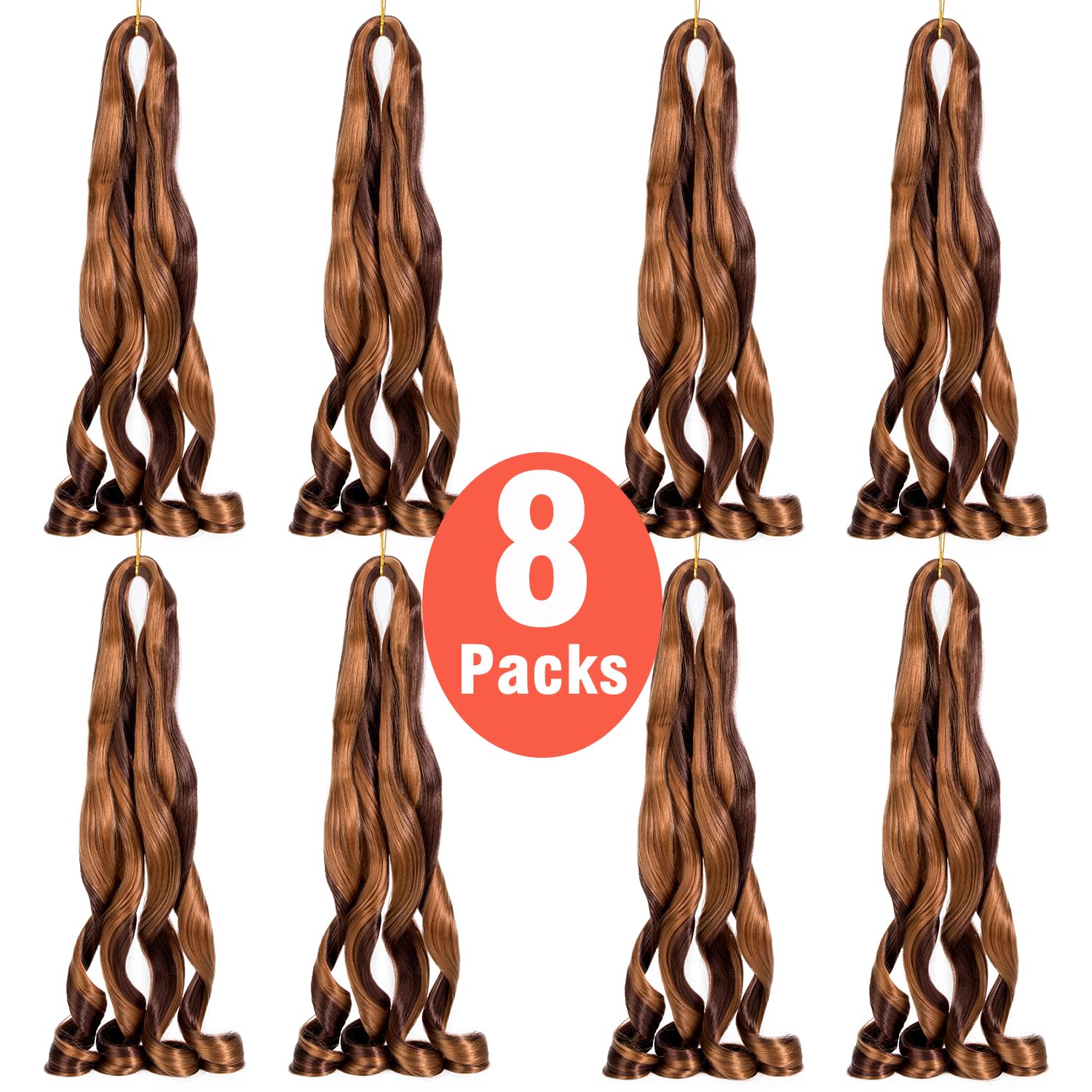 8 Packs French Curly Braiding Hair 22 Inch Pre Stretched Braiding Hair Loose Wave Spiral Curl Braids Crochet Hair with Curly Ends for Black Women by Originea (P33/30#)