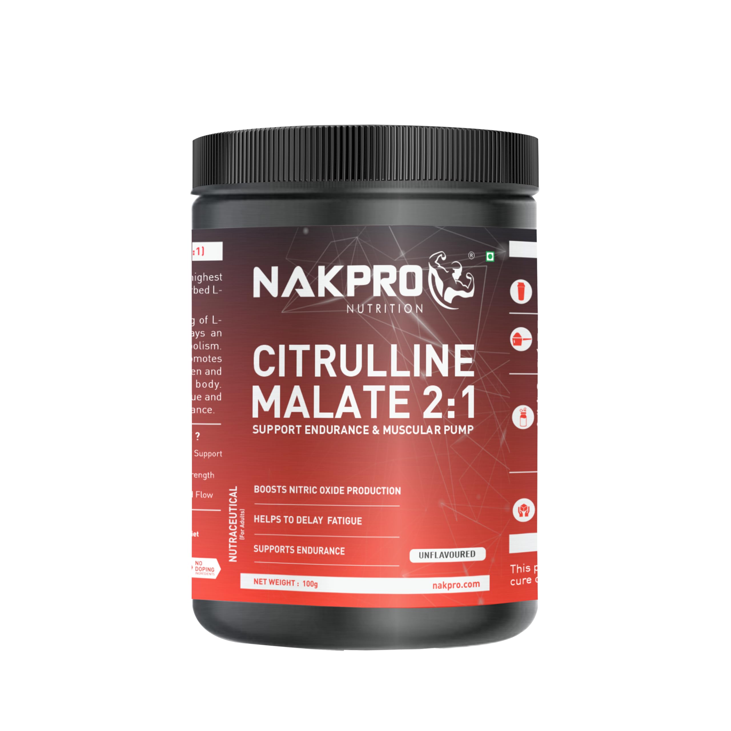 NAKPRO Pure L-Citrulline Powder- Jar, Boosts Nitric oxide & Muscle growth for men & women (Unflavoured, 100g)-image-15