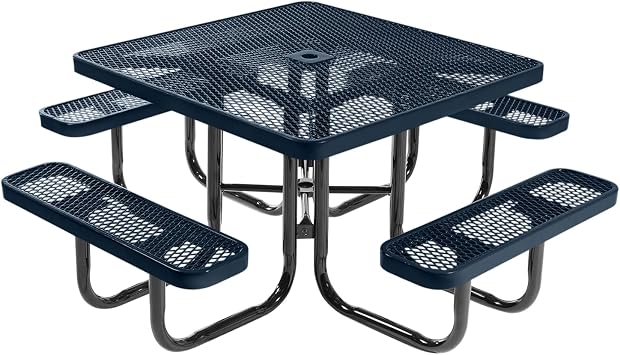 COATEDOUTDOORFURNITURE 46In Square Picnic Table, Expanded, Dark Blue