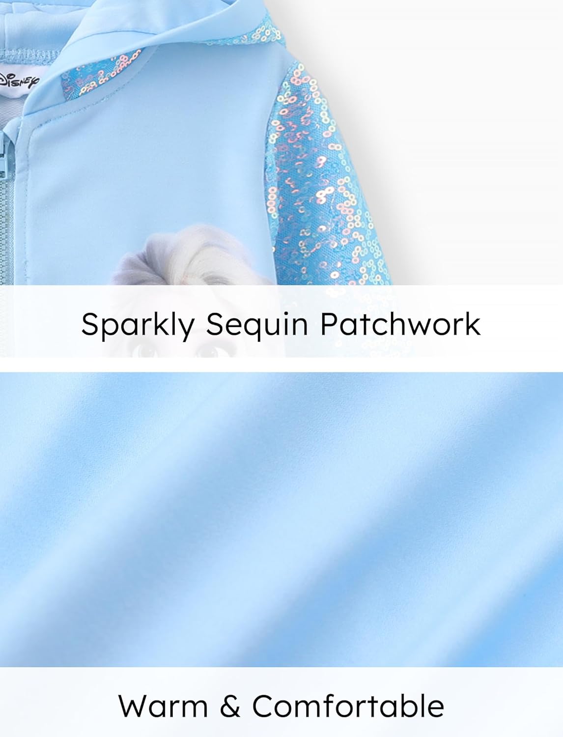 Disney Frozen Elsa Stitch Minnie Mouse Toddler Girl Jacket Sequin Zipper Hoodie Sweatshirt Coat Birthday Clothes 3-13 Years - Image 7