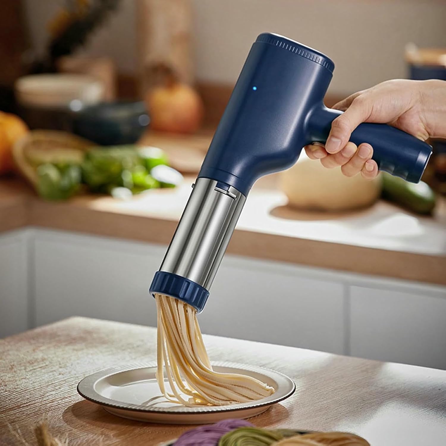 5-in-1 Cordless Pasta Machine, Electric Noodle Machine Automatic Pasta Maker with Cutter and Molds, Easy to Clean/Operate Pasta Maker Machine for Home Kitchen