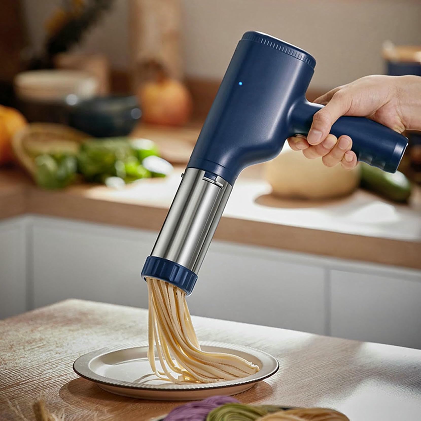 5-in-1 Cordless Pasta Machine, Electric Noodle Machine Automatic Pasta Maker with Cutter and Molds, Easy to Clean/Operate Pasta Maker Machine for Home Kitchen