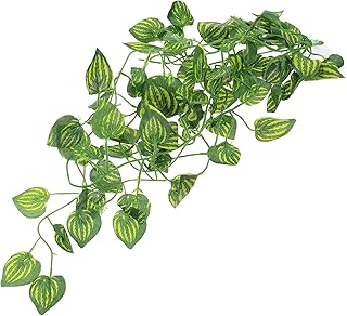 ULTECHNOVO Plantas de répteis, decorações verdes, cobras barbudas, terrário, sapo, répteis, eremita lagartos, modelo de cobra para mais caranguejo, gaiola de animais de estimação, dragão, lagarto, folhas de plantas falsas