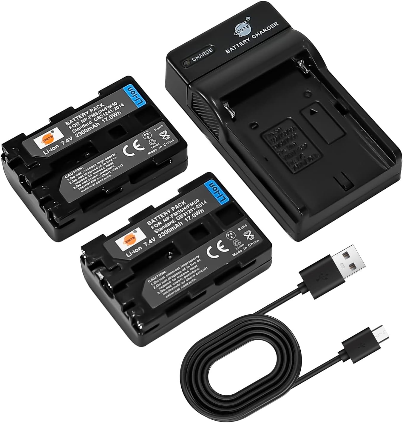 DSTE NP-FM50 Camera Battery (2-pack) and Charger Compatible with Sony NP-FM30, CCD-TRV126 CCD-TRV128 CCD-TRV138 CCD-TRV208 CCD-TRV218 CCD-TRV228 CCD-TRV238