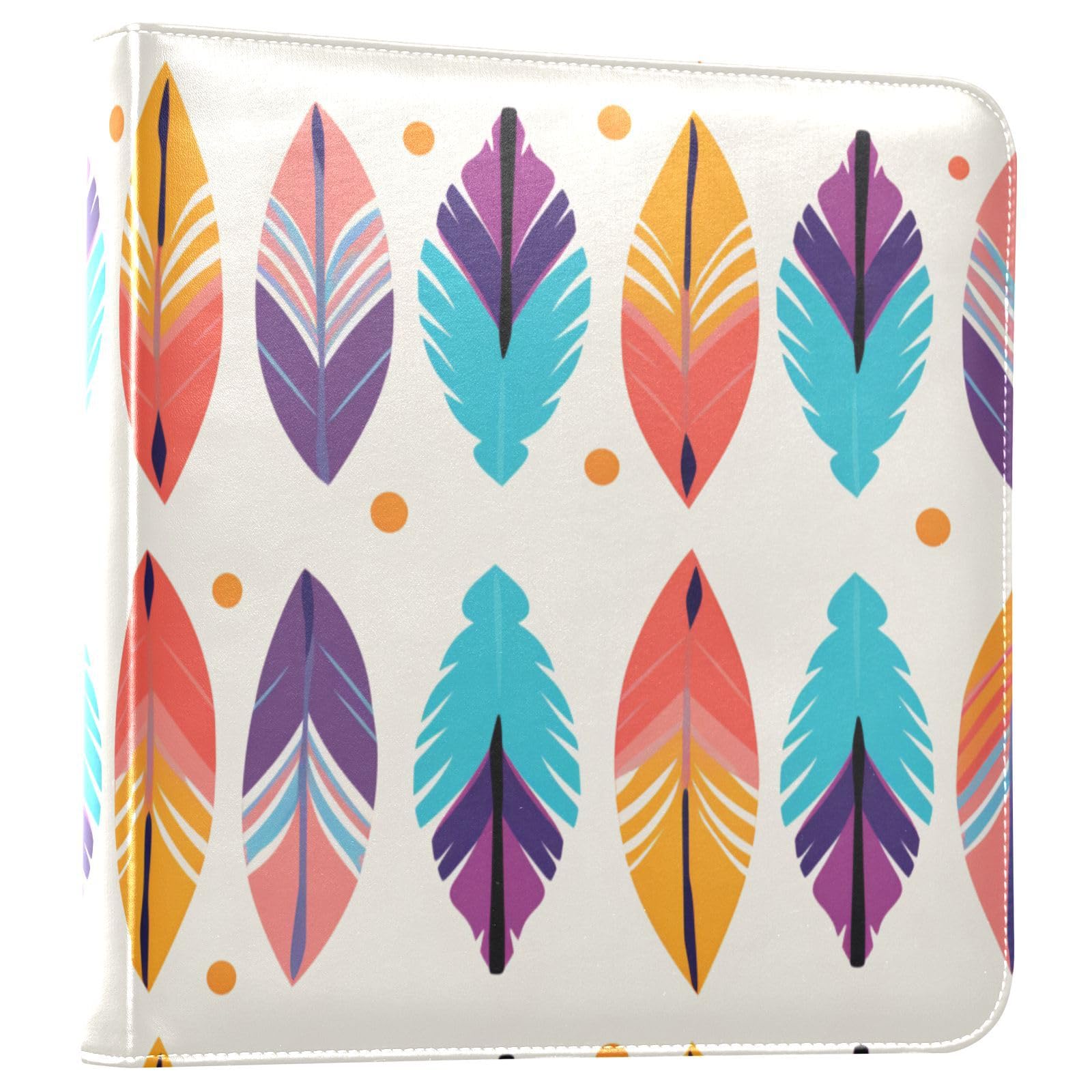 JIPONI Colorful Boho Bohemian Large Photo Album, DIY Leather Cover Scrapbook Albums for 4x6 5x7 6x8 Pictures, Self Adhesive Memory Book for Wedding, Baby, Family