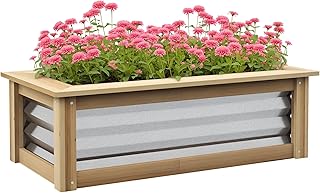 Outsunny Raised Garden Bed, Outdoor Planter Box, Galvanized Metal Reinfo...
