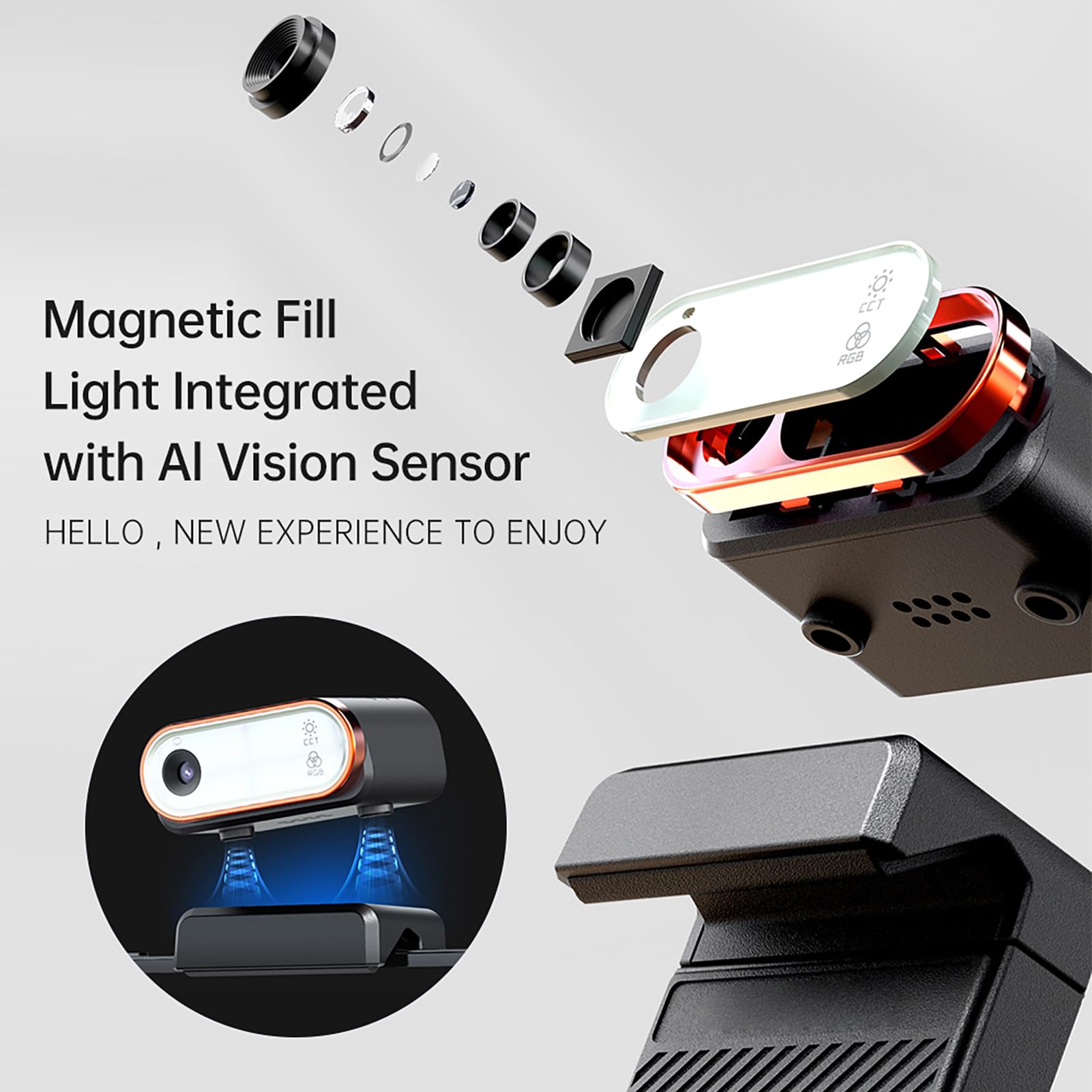 Stabilizzatore Gimbal con migliorata stabilizzazione dell'immagine a 3 assi, sensore di visione AI, rotazione di 360°, carico di 400 g e funzione di ricarica integrata per il tuo smartphone