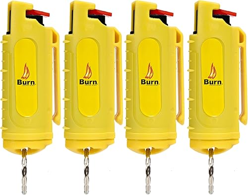 Burn Aerosol de pimienta para defensa personal, 1/2 oz compacto para mujeres con llavero, máxima resistencia, grado policial con tinte UV, ideal