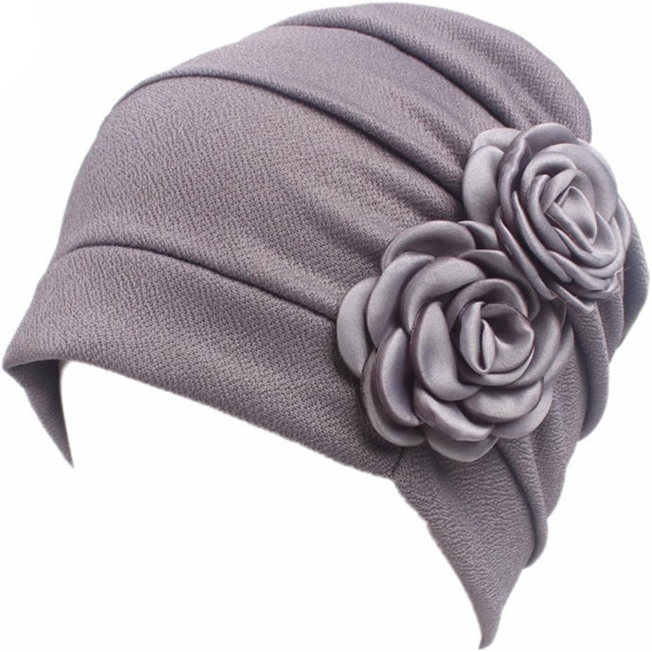 HONENNA Chemo Caps Headwear for Women Turbans Beanies Flowers Hats Headwrap for Cancer Patient Hair Loss (Gray)