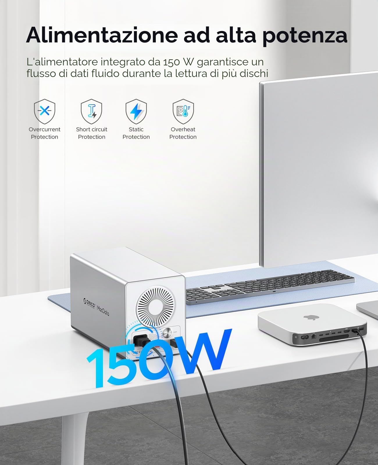 ORICO 4 Bay RAID Alloggiamento Esterno per Dischi Rigidi USB 3.0 per HDD/SSD SATA da 2,5/3,5 Pollici fino a 5 x 22 TB. Supporta RAID 0/1/3/5/10/JBOD/Clone/ClearMode -9948RU3