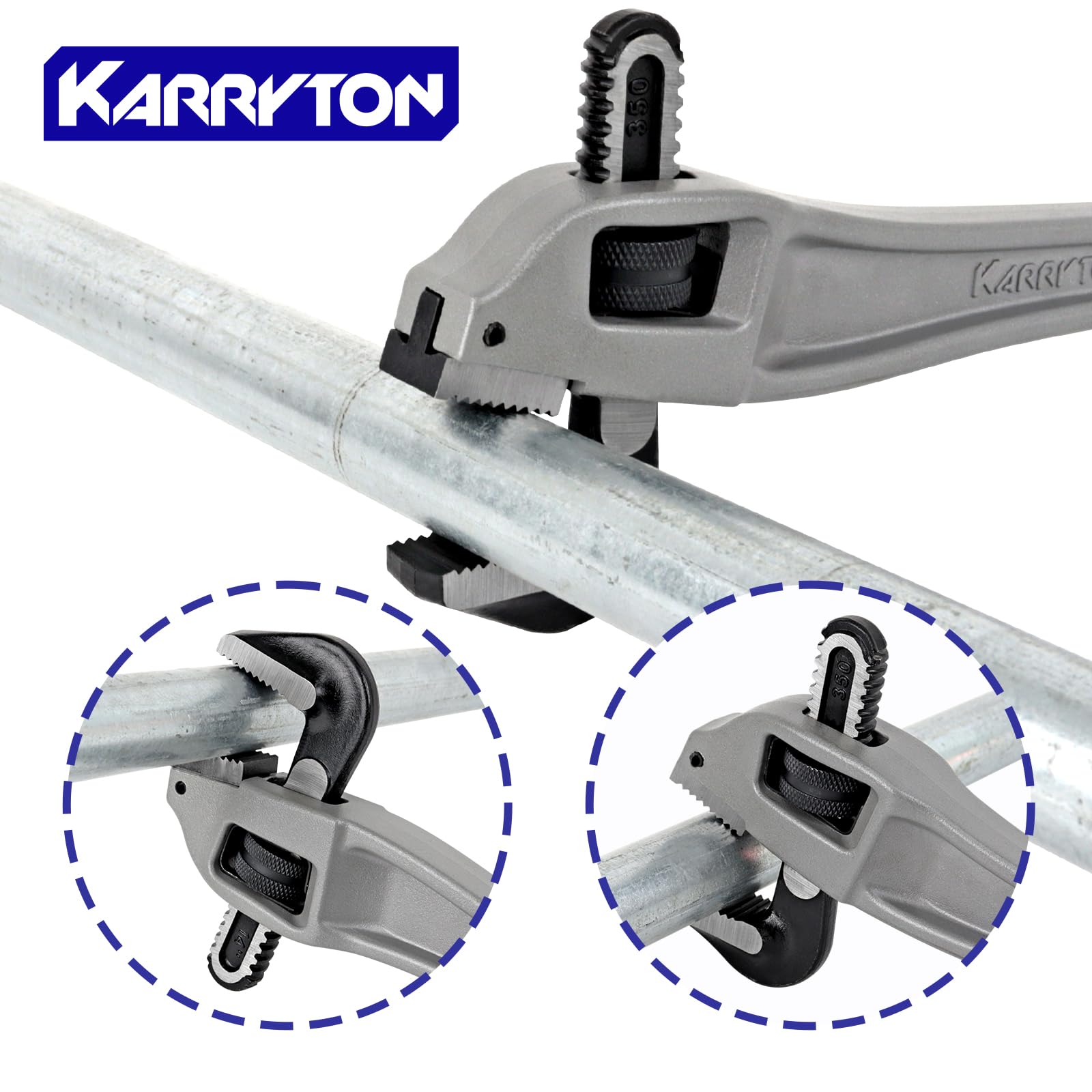 Llave de tubo de aluminio de 14 pulgadas, capacidad de mandíbula ajustable de 3 pulgadas/76 mm, llave de fontaneros con mango de aluminio resistente con mandíbula de acero forjado (CR-V),