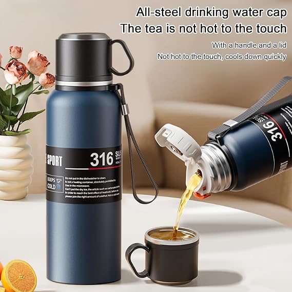 Double wall vacuum Leakproof stainless steel wide mouth insulated water bottle;tea tumbler with infuser,cup,lid;smart thermoses hot coffee;thermal flask ice drinks with led digital temperature display