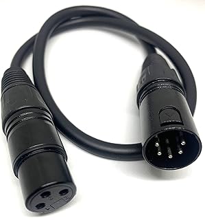 NDS DMX 512 Stage Light Cable XLR Male 5 Pin to XLR Female 3 Pin Connection With Metal Connectors for Stage and DJ Lighting Fixtures-55cm