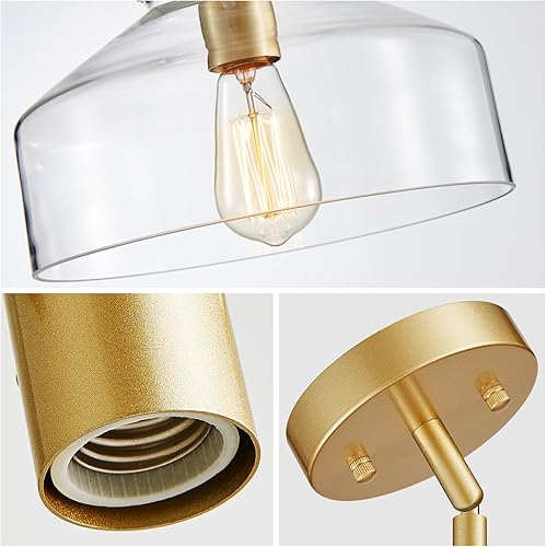 Miniatura 5 de WUZUPS Candelabro rústico rústico industrial redondo para techo, lámpara LED con pantallas de vidrio transparente para comedor, cocina, isla,