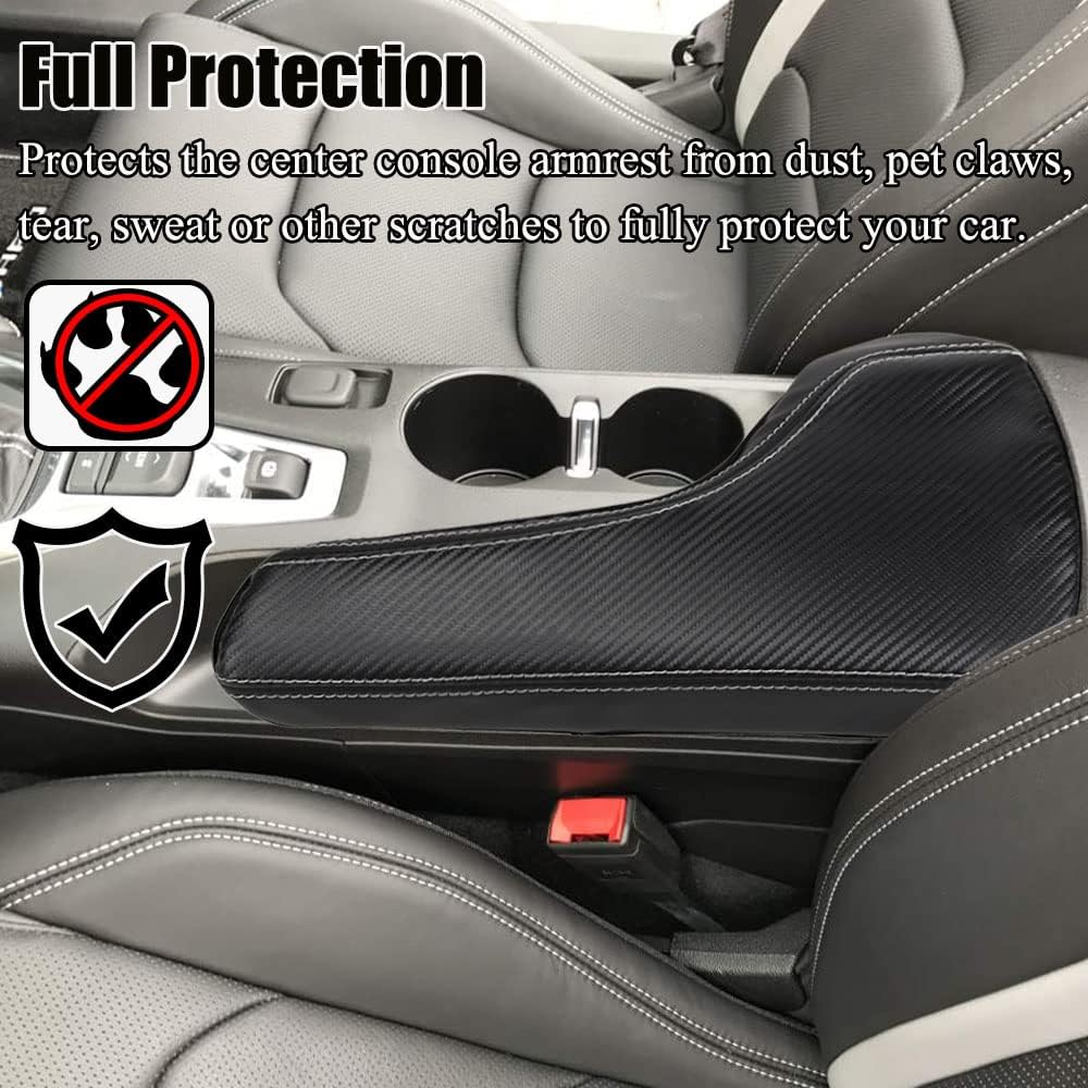XITER Leather Auto Console Cover Waterproof Center Console Armrest Cover Protector for Chevrolet Camaro 2016 2017 2018 2019 2020 2021 2022 2023 2024 Accessories(Carbon Fiber)