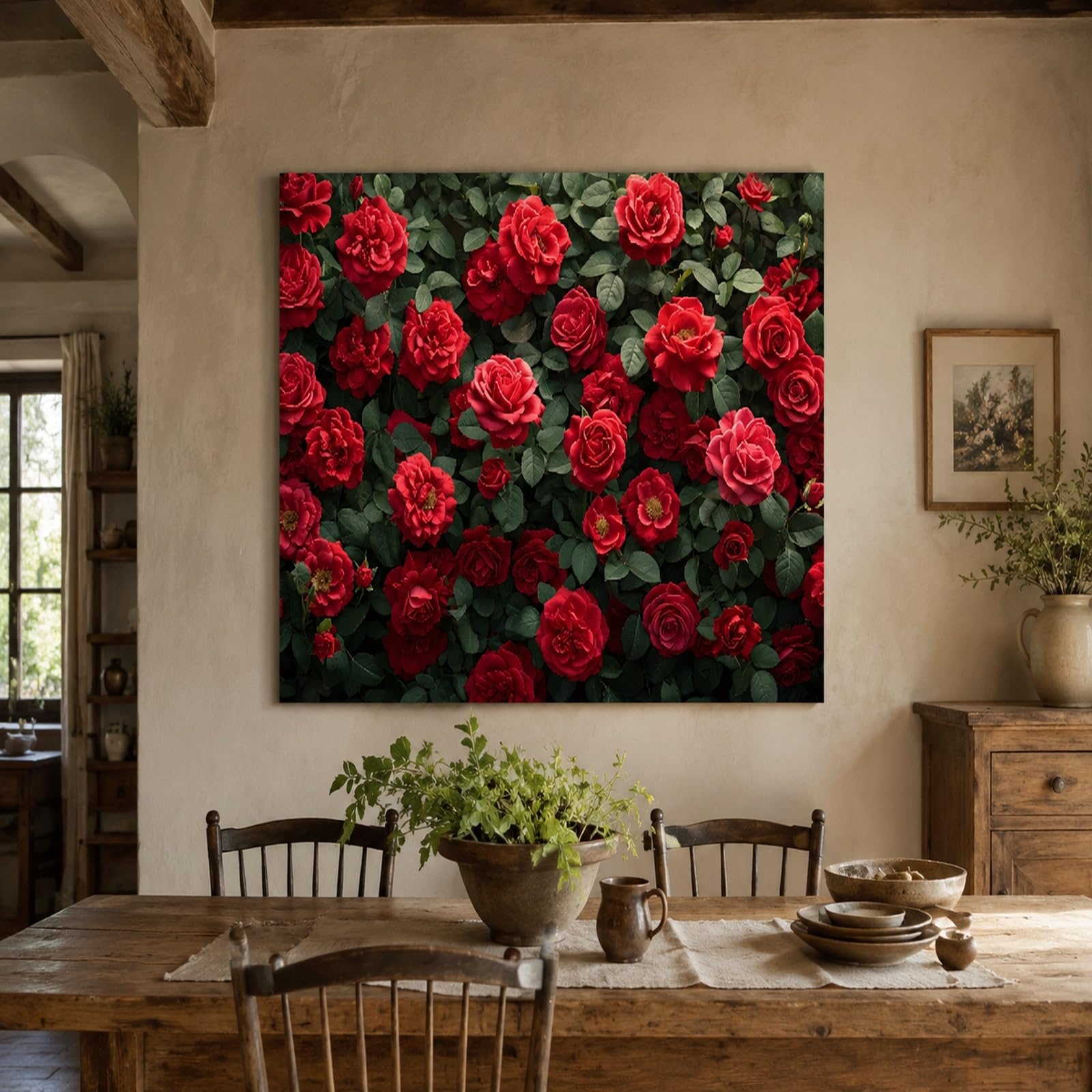 Gobeliny bardzo duże 180 x 230 cm, niestandardowy obraz logo tekst spersonalizowany gobelin wiszący na ścianie, kwiatowy czerwony, zielony,