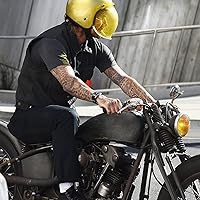 Vista 5 de GARGOYLE BELLS Chaleco de cuero para hombre, estilo SOA, con bolsillos para pistolas, chaleco para motociclista, para hombre