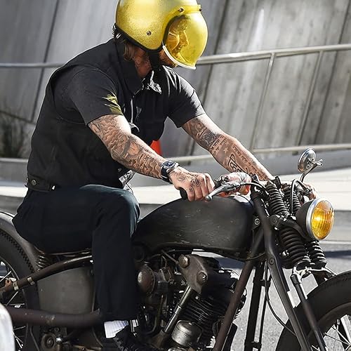 Miniatura 5 de GARGOYLE BELLS Chaleco de cuero para hombre, estilo SOA, con bolsillos para pistolas, chaleco para motociclista, para hombre